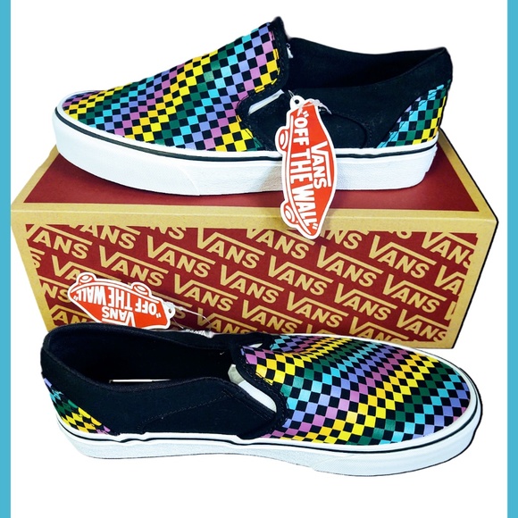 Vans Shoes - FINAL PRICE DROP---NIB Vans Asher Rainbow Mini Check Black